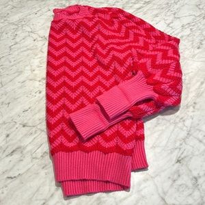Red and Pink Puff sleeve sweater